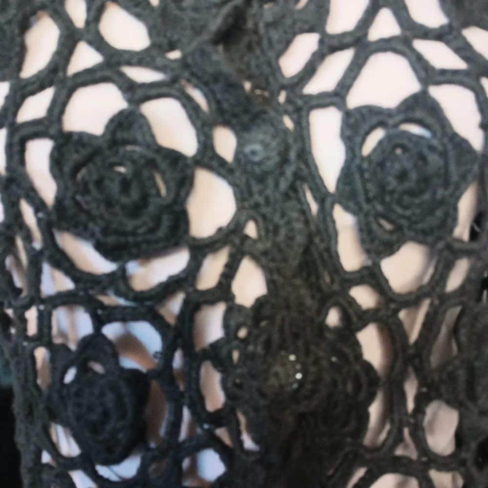 Vintage Cherry Stix Womens Crochet Button Vest OS/ S-M  Black 90s Fairy Grunge - Picture 3 of 11